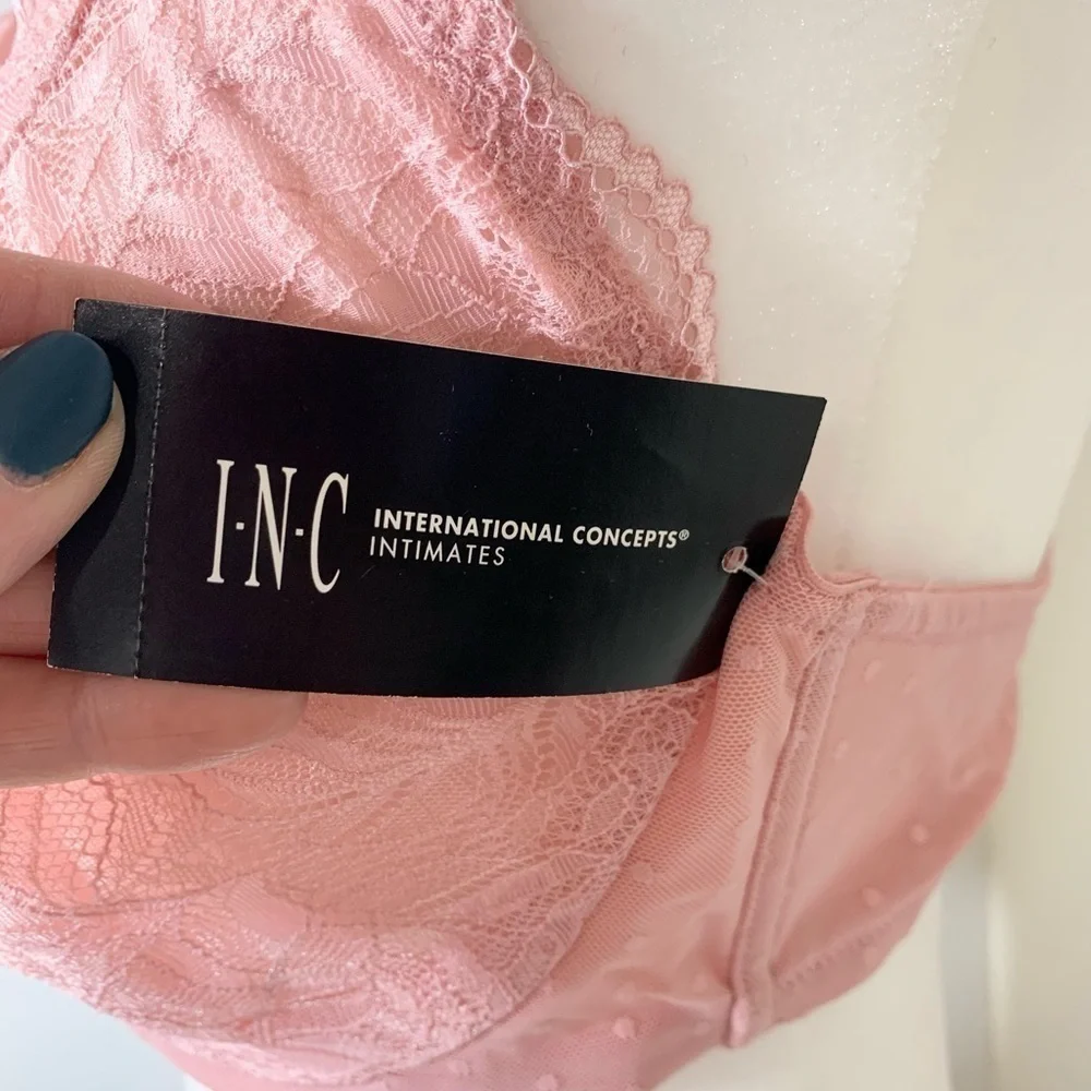 NWT INC lace halter back bralettes in nude